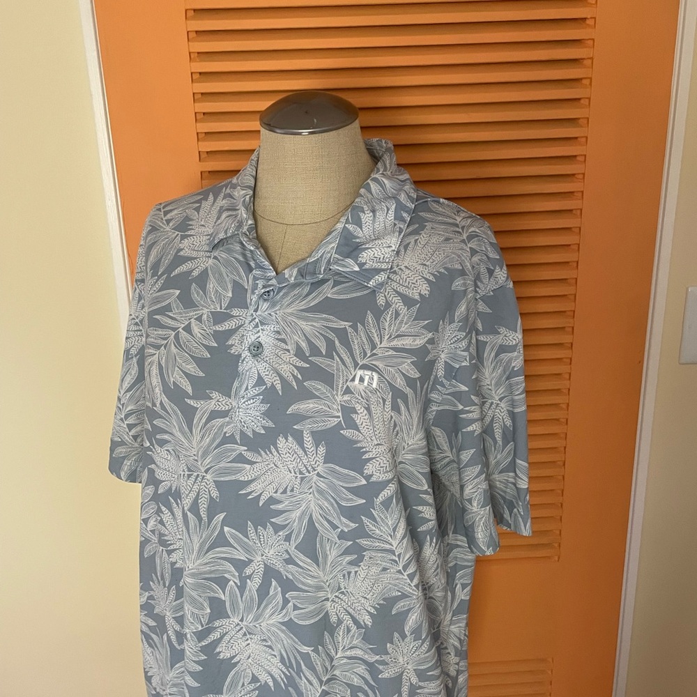 Travis Mathew Blue Floral Polo Shirt